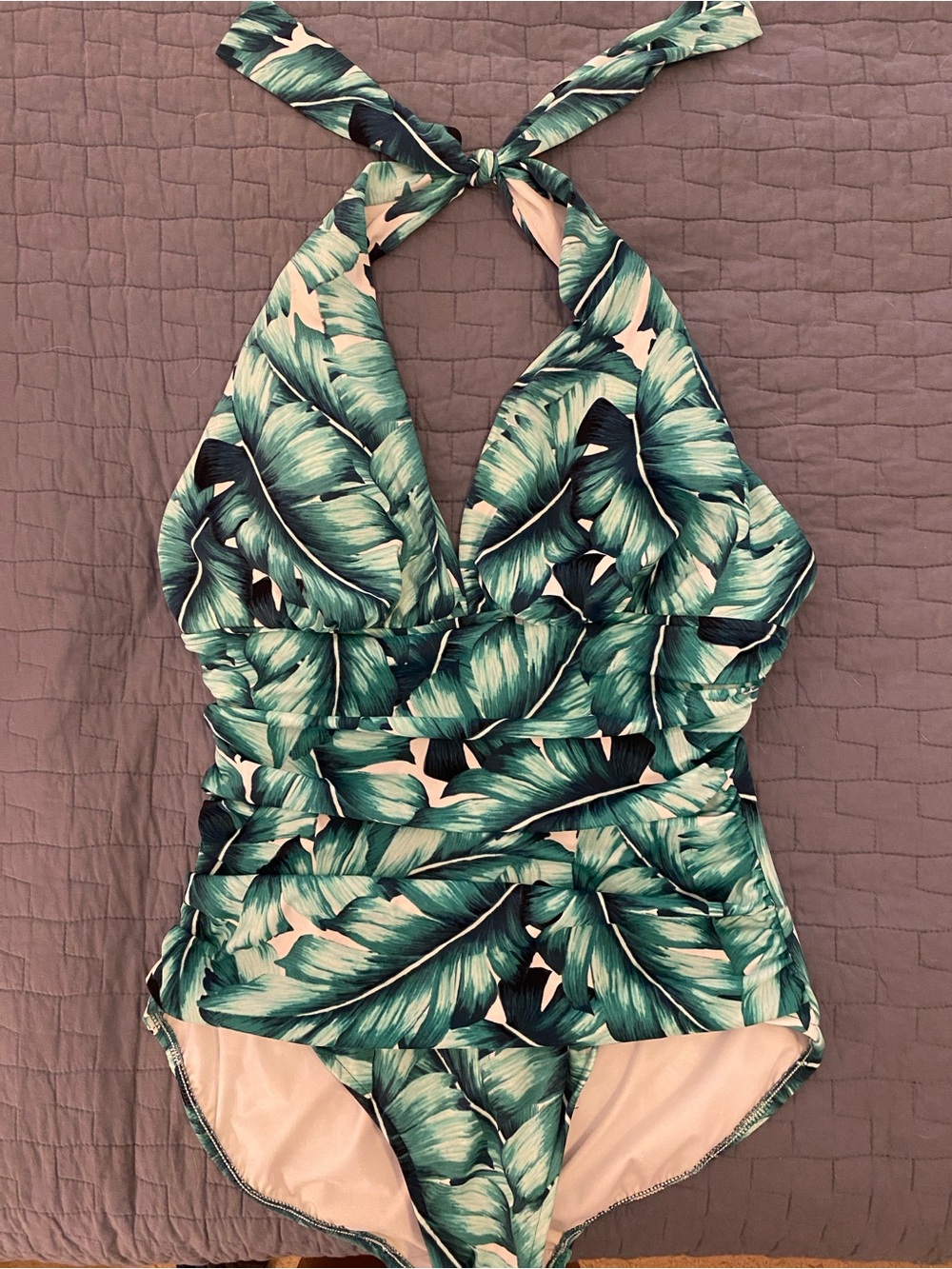 Magic Suit Women’s Green Palm Leaf Halter One-Piece Swimsuit - 10